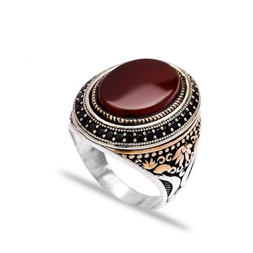 Red Agate Authentic Men Ring Wholesale Handmade 925 Sterling Silver